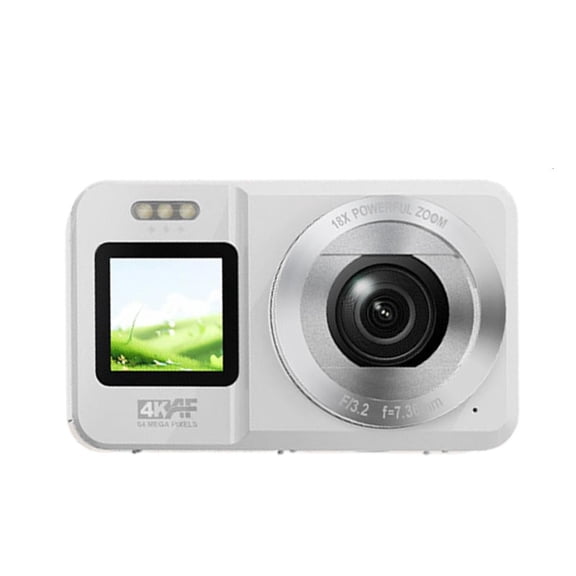 Necvior Student Travel Essential 4K 64MP Digital Camera with Double Screen 18X Zoom ABS Construction Easy to Use