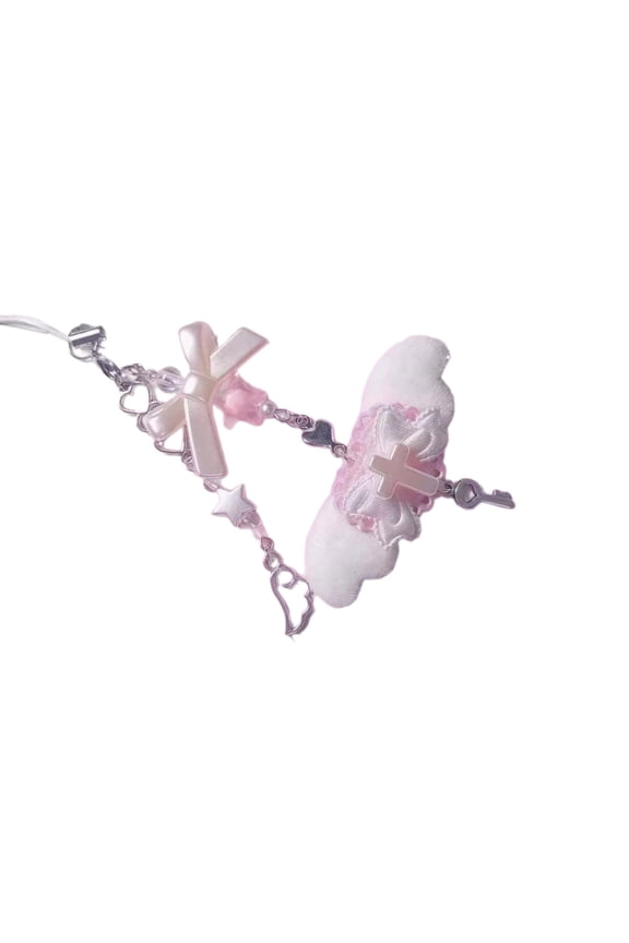 Stylish Bowknot Phone Accessory Trend Phone Charm for Women Girls Beaded Keychain Bag Purse Backpack Wallet Decorations