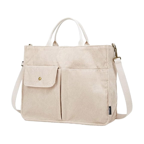 Necvior Stylish Corduroy Handbag Large Shoulder Bag for Women Adjustable Straps Handbag Suitable for Work School & Shopping