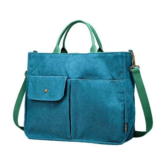 Necvior Stylish Corduroy Handbag Large Shoulder Bag for Women Adjustable Straps Handbag Suitable for Work School & Shopping
