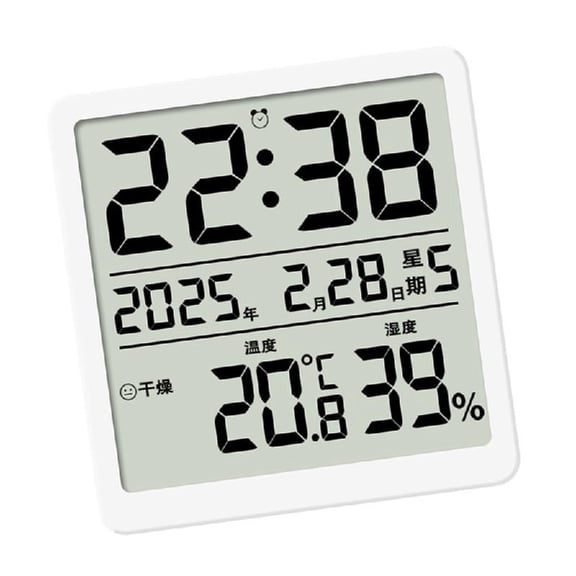 Necvior Super Thin Indoor LCD Digital Alarm Clock Showing Time Date Temperature Humidity