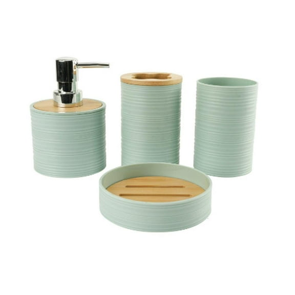 Necvior Textured Design Bathroom Organizers Set Soap Dish Toothbrush Holder Plastic Plastic