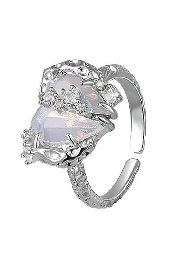 Thin Tiny Finger Ring Adjustable Joint Ring Crystal Heart-Love Ring Minimalist