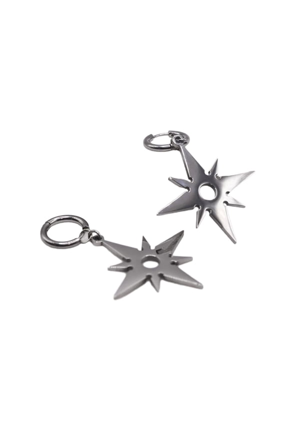 Thorn Star Lock Necklace for Men Women Thorn Star Pendant Earring Hip Hop