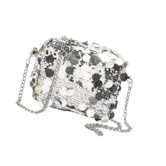 Necvior Trendy Sequined Evening Bag Handbag Bag With Metal Chain For Women Party Purse