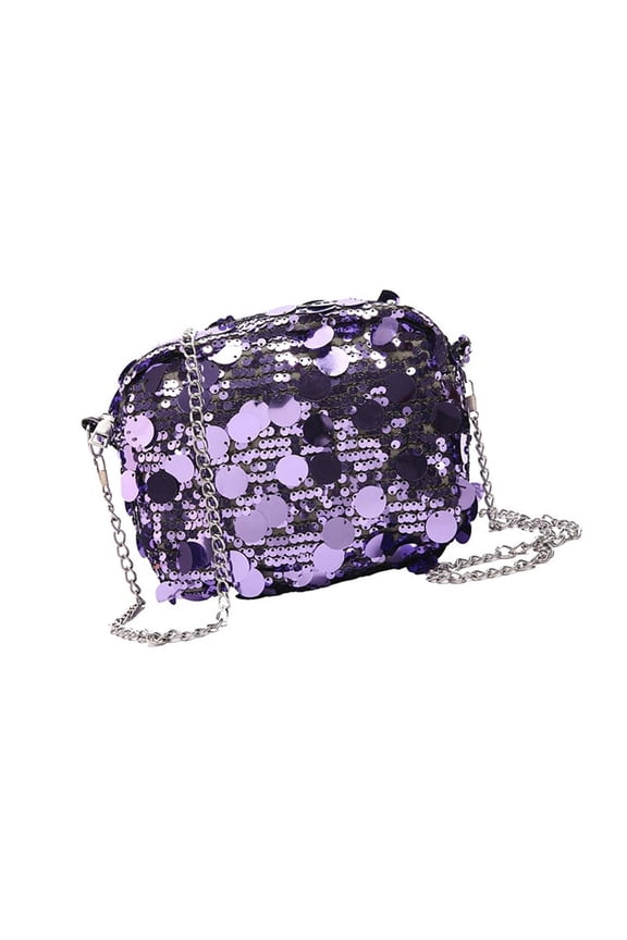 Trendy Sequined Evening Bag Handbag Bag With Metal Chain For Women Party Purse
