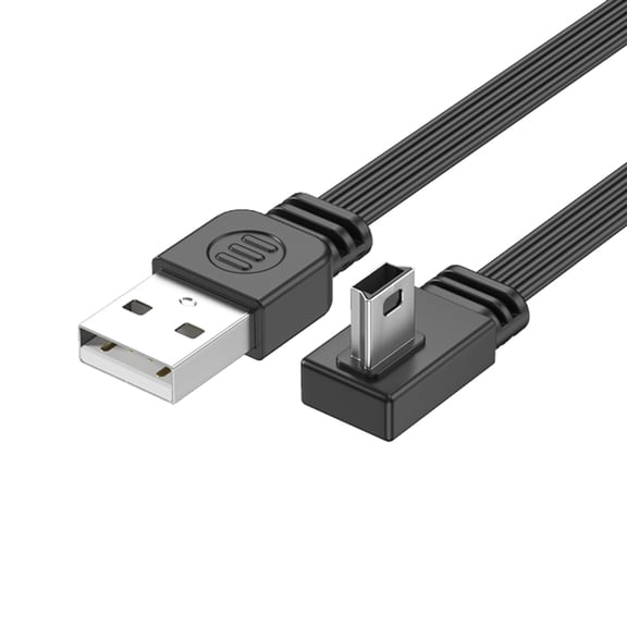 Necvior USB 2.0 To Mini USB Flat Silicone Data Cable 90 Degree Angled Connectors Wire Line For Camera UAV Phones
