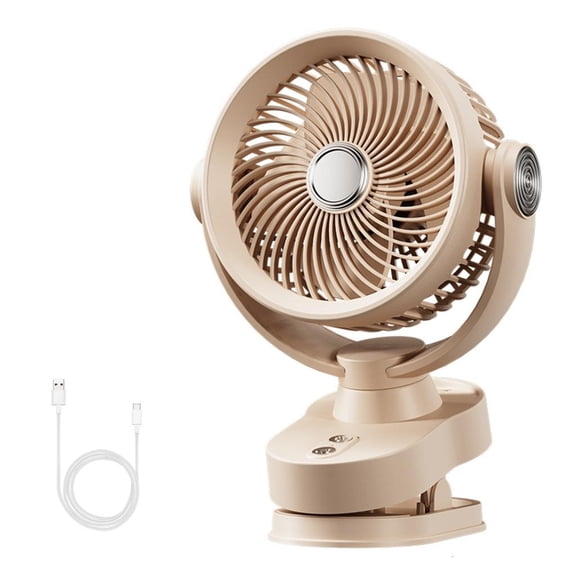 Necvior USB Rechargeable Clip On Desk Fan With Night Light 3 Speed Quiet Operation