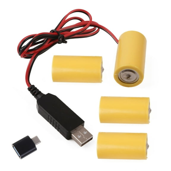 Necvior USB to 6V LR14 C Dummy Battery for 4 LR14 C Battery for Toy, Controllers