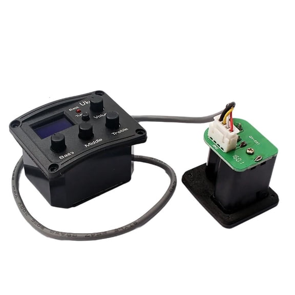 Necvior Ukulele Piezo Pickup 3-Band Equalizer Ukulele Pickup Preamp Tuner Systems with LCD Display and Volumes Control Enduring