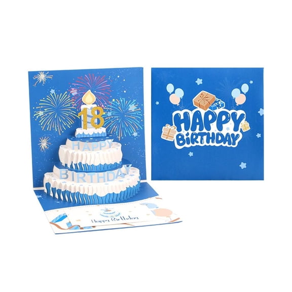Necvior Unique Foldable 3D Cake Birthday Card Surprise Birthday Party 3D Cake Card with Envelope Popup Greeting Card
