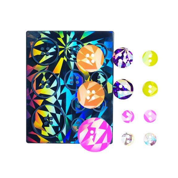 Necvior Unique Holographic Buttons Silicone Molds Sparkling Effect Button Pendant Molds