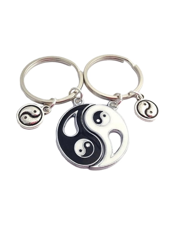 Unique Yin Yang Keychain Charm Personalized Pendant Keyrings Jewelry for Couples