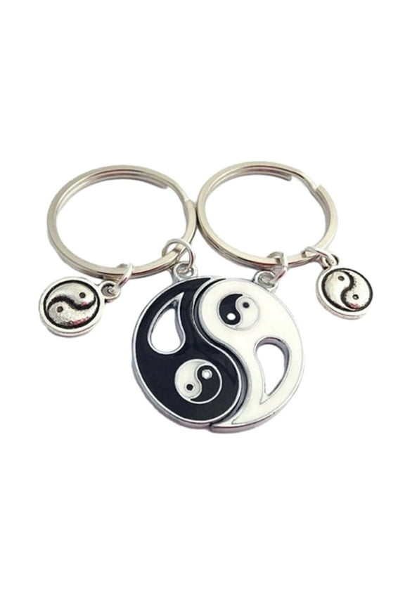 Unique Yin Yang Keychain Charm Personalized Pendant Keyrings Jewelry for Couples