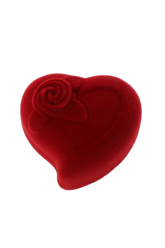 Valentines Day Gift Red Rose Heart Shape Ring Box Proposal Wedding Ceremony Velvet for Case for Ring Earring Jewelry