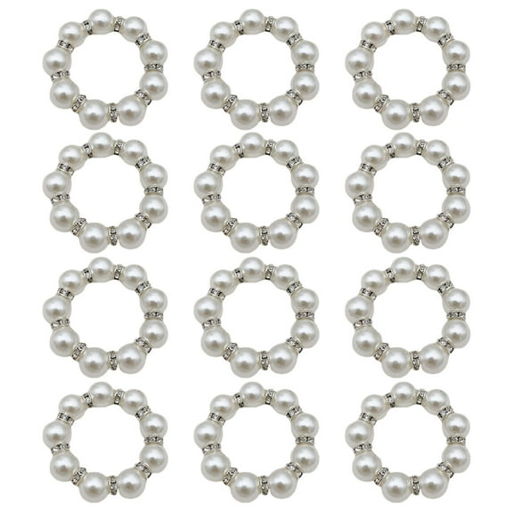 Necvior Versatile Pearls Napkin Rings Beautifully Crafted Table Decor with Crystal Features Delicate Napkin Rings