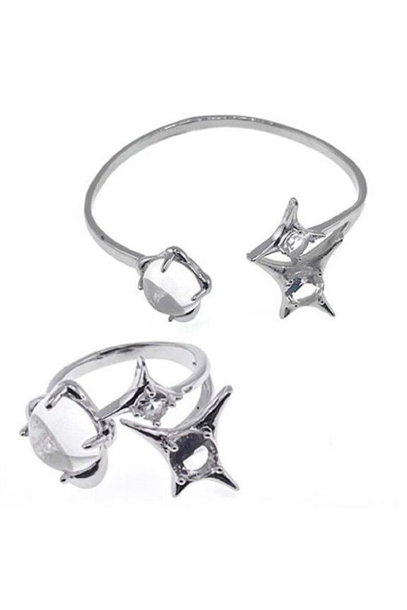 Versatile Starlight Moonstones Jewelry Accessory Convertible Bracelet to Rings for Trendy Women Ladies Stylish Outfits