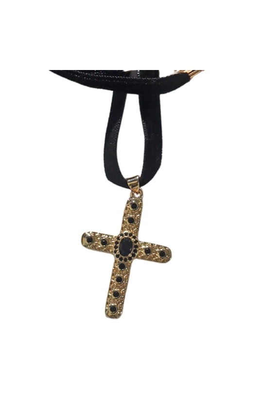 Vintage Black Gemstones Pendant Necklace Simple Collar Necklace Party Jewelry Velvets Clavicle Chain Necklace