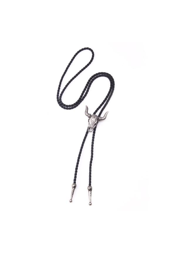 Vintage Bull Head Buckle Pendant Necklace Cowboy Necktie Men Necklace Fashion Adjustable Choker Necklace