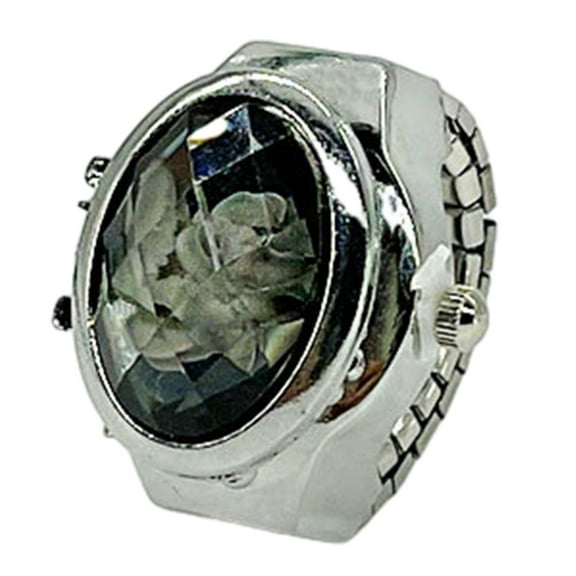 Necvior Vintage Finger Watch Mini Elastic Strap Alloy Watches Couple Rings Jewelry Clock Retro Watch Rings Gift for Women Men