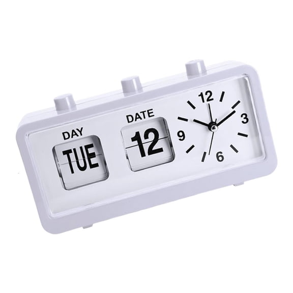 Necvior Vintage Manual Flipped Calendar Alarm Clock for Artistics Home and Office Decors