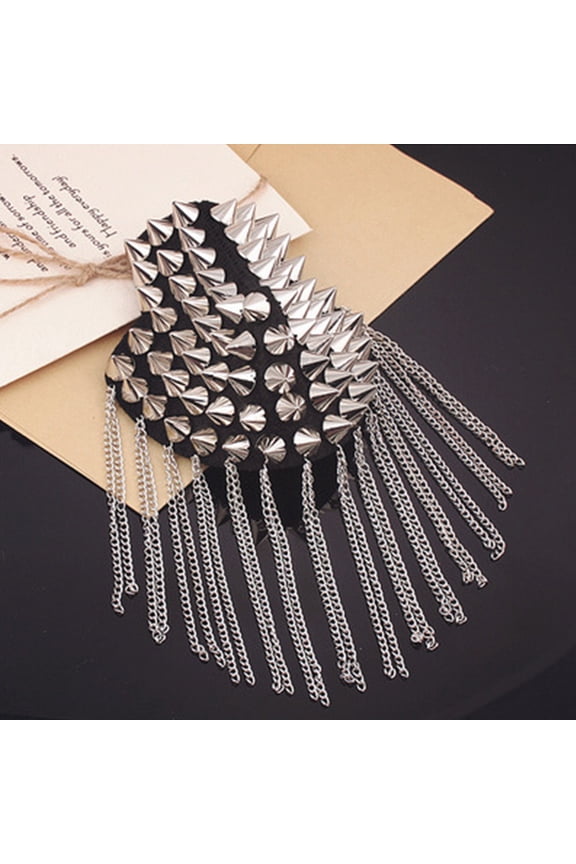 Vintage Studded Brooch Epaulet Punk Point Tapered Rivet Tassel Epaulettes Gifts