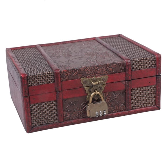 Necvior Vintage Wood Jewelry Storage Box Antique Styles Handheld Trunk Organizers