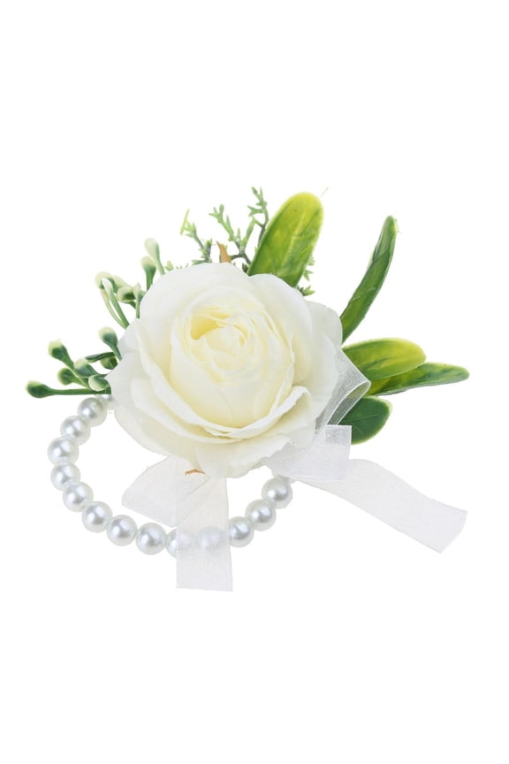 Wedding Artificial Rose Wrist Corsage Boutonniere Party Prom Bracelet Brooch Pin