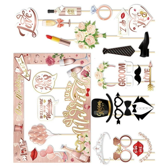 Necvior Wedding Party Photo Booth Props Frame Set Funny Backdrop Decorations Supplies