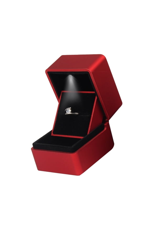 Wedding Ring Box without/with LED Light, Velvet Gift Earrings Jewelry Organizer Display Box for Anniversary Engagement