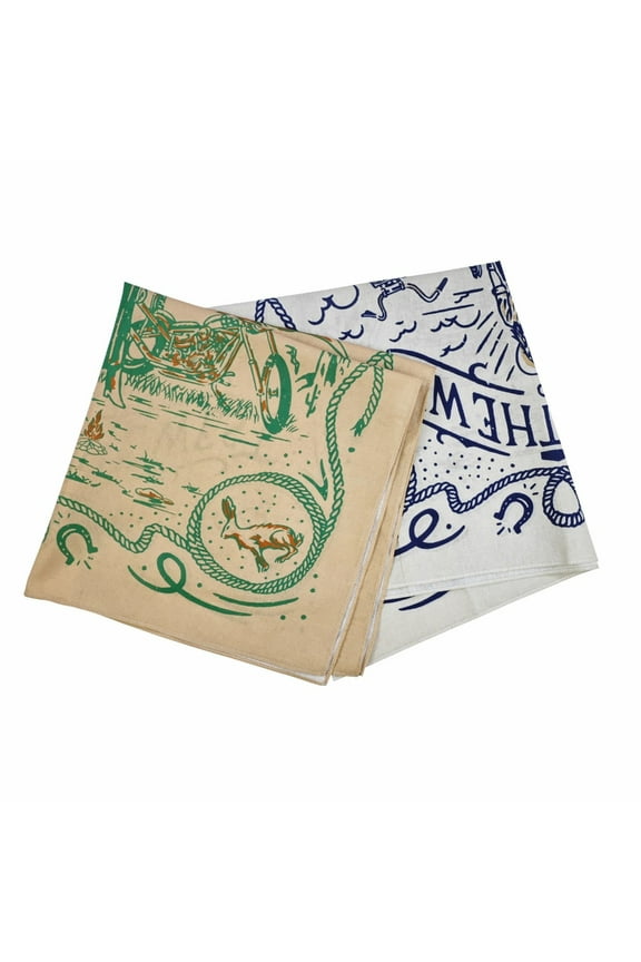 Western Pattern Bandannas 2PCS Fashion Square Kerchief Motorcycling Headscarf Street Dance Headwrap Multiuse Bandanas