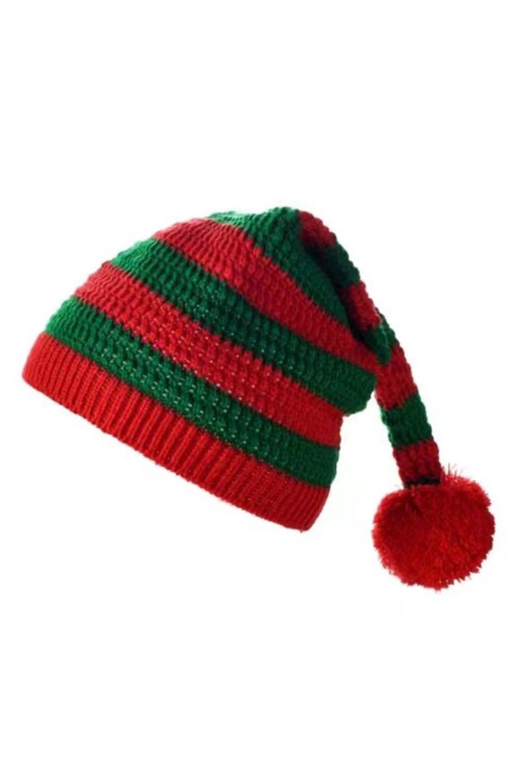 Winter Santa Claus Beanie with Pompom Decor Kids Windproof Crochet Hat