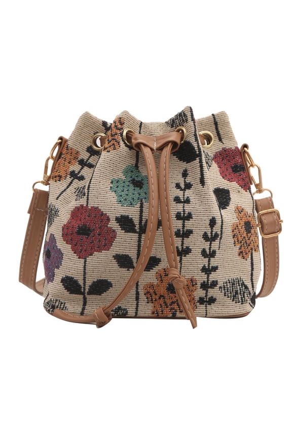 Women Bucket Bag Drawstring Shoulder Bag Fashionable Crossbody Bag for Daily