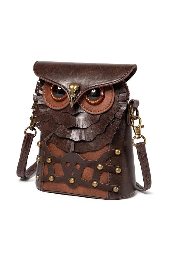 Women PU Shoulder Bag Fashion Coin Purse Medieval Crossbody Bag Cartoon Owl Bag for Travel Daily
