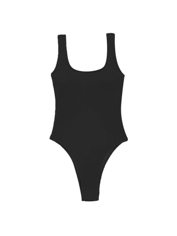 Women Thong Pure Color One Piece Swimsuit Swimming Suit Swimwear Backless Monokini Bodysuit Bathing Suit