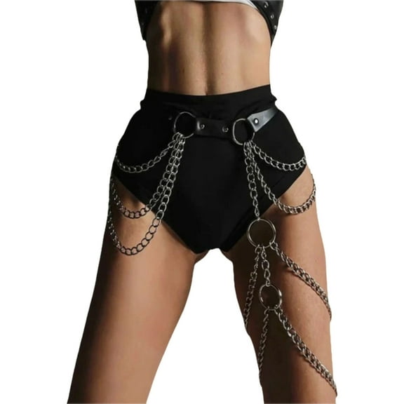 Necvior Women's Gothic Style Adjustable Thigh and Hip Chain Harness Unique Waist Chain