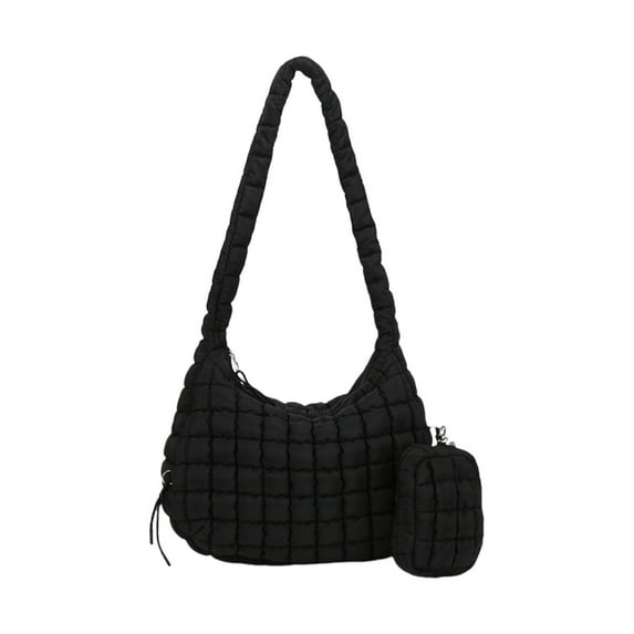 Necvior Women's Puffer Shoulder Bag Quilted Padded Large Capacity Lightweight Crossbody Handbag with Small Zippers Makeup Purse