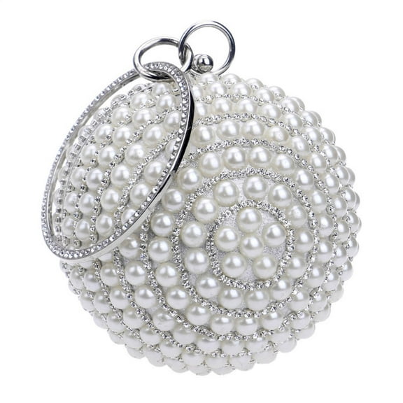 Necvior Womens Evening Bag Round Ball Wedding Handbag Artificial Pearl Purse Party Bridal Clutch