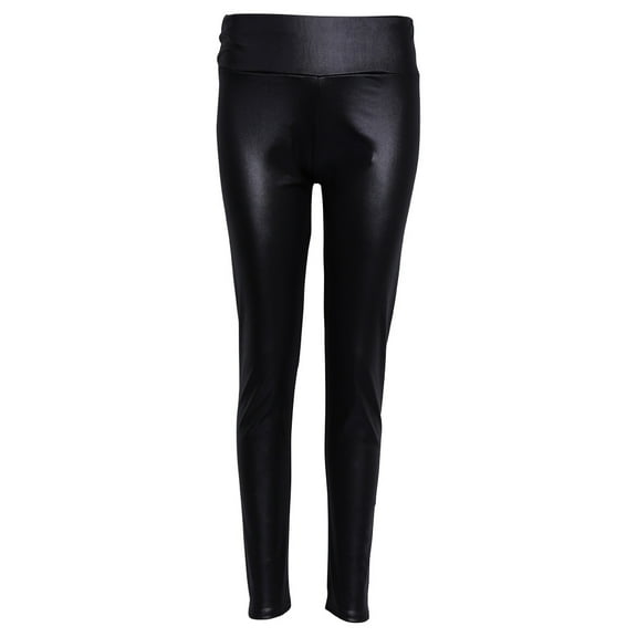 Necvior Womens High Waist Faux Stretchy Pencil Pants Shiny Matte Leggings