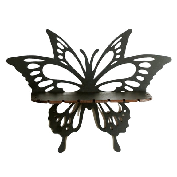 Necvior Wood Butterfly Shape Crystal Display Wall Hanging Storage Shelf for Home Decors