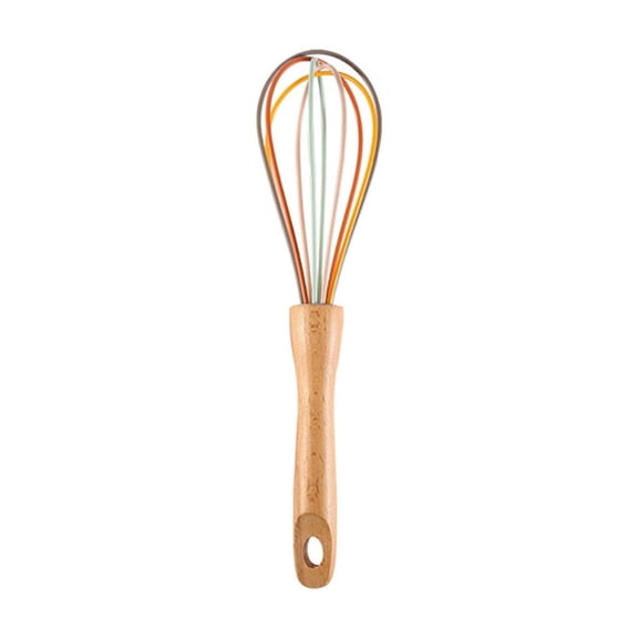 Necvior Wood Eggs Beater Handhold Silicone Whisks Manual Dough Blender Stirring Rod