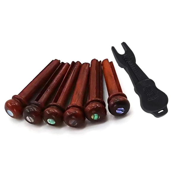 Necvior Wood Guitar Bridge Pins Set Wood Bridge Pins String Instrument Accessories Cocobolo Wood Texture Suitable for Guitar