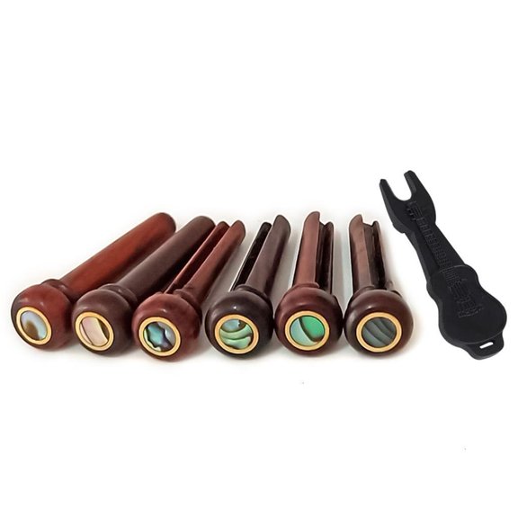 Necvior Wood Guitar Bridge Pins Set Wood Bridge Pins String Instrument Accessories Cocobolo Wood Texture Suitable for Guitar