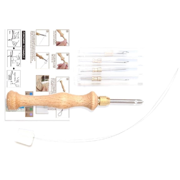 Necvior Wooden Handle Punch Needle Rug Hooking Tool Embroidery Pen for Stitching