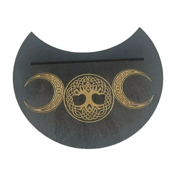 Necvior Wooden Tarot Card Display Stand Rectangular Moon Shaped Tarot Card Holder Base Portable Serving Tray Tarot Accessories