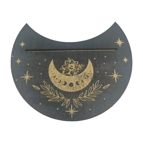 Necvior Wooden Tarot Card Display Stand Rectangular Moon Shaped Tarot Card Holder Base Portable Serving Tray Tarot Accessories