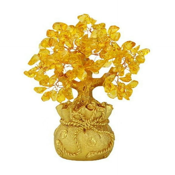 Necvior Yellow Crystal Money Tree Fortune Tree Lucky-Tree Desktop Decor for Living Room