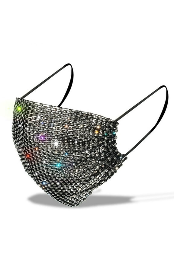 for Rhinestone Mesh Face Crystal Mesh Masquerade Nightclub Mouth with Adjustable Earloops for Women