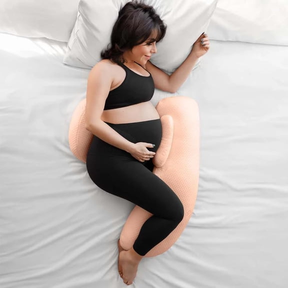 Necxy Multifunctional H-Shaped Pregnancy Pillow, Light Coral | For Pregnant Women For Belly Stomach & Hip Pain, Body Support Pillow With Washable Cover | Full-Body Support - Set Of 4