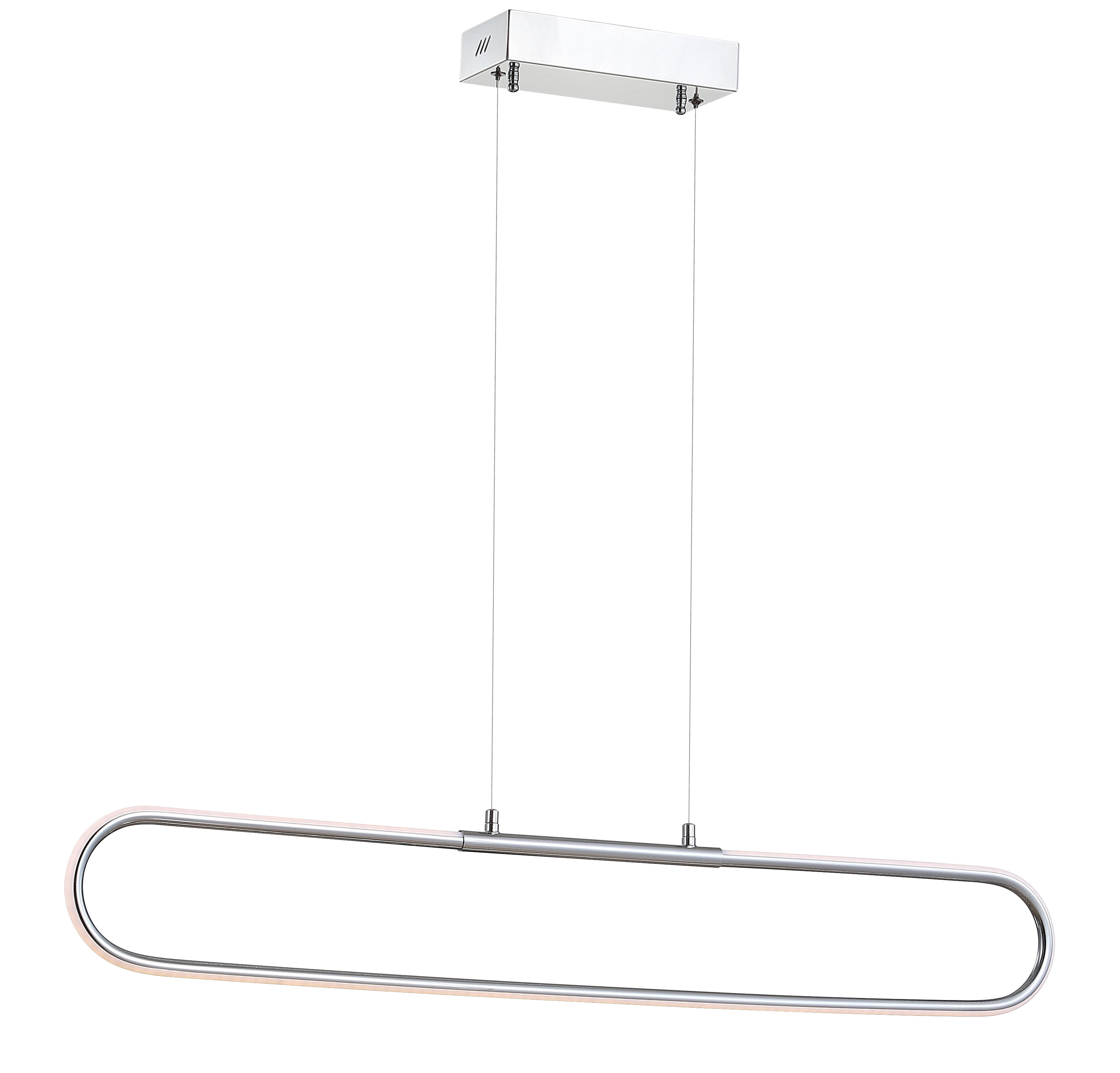 Ned Minimalistic 39" Chrome LED Linear Pendant with Adjustable Height